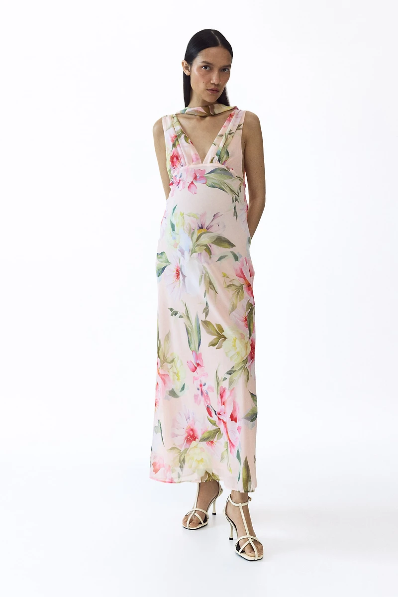MAMA Scarf-Detail Chiffon Dress
