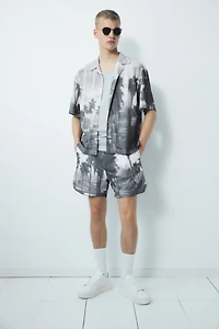 Regular-Fit Printed Mesh Shorts