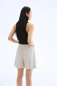 Linen-Blend Drawstring Shorts