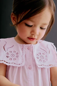 Cotton Romper Suit with Sailor Collar