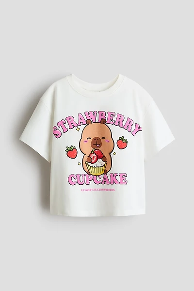 T-shirt en coton avec motifs imprimés