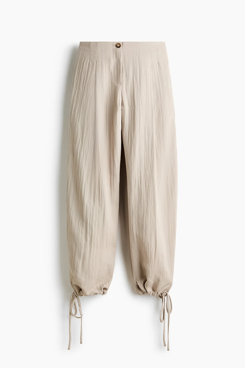 Crinkled Barrel-Leg Pants