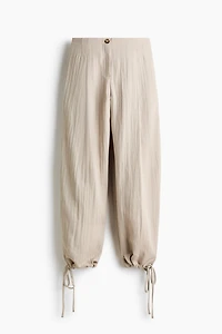 Crinkled Barrel-Leg Pants