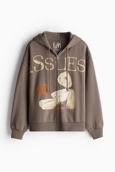 Oversized Hooded Jacket with Motif