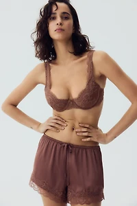 Lace-Trimmed Satin Shorts