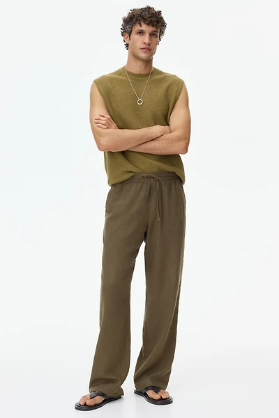 Relaxed-Fit Linen-Blend Pants