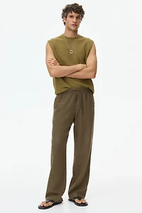 Relaxed-Fit Linen-Blend Pants