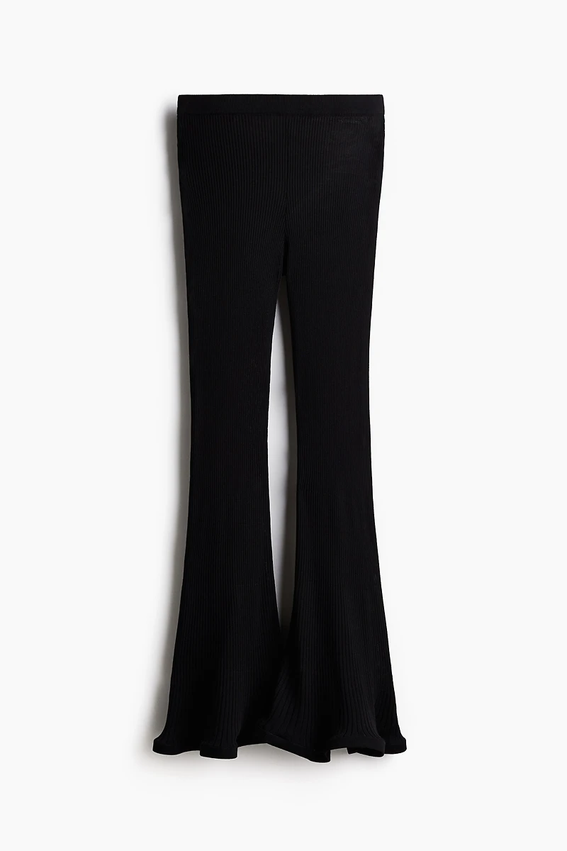 Silk-Blend Rib-Knit Pants