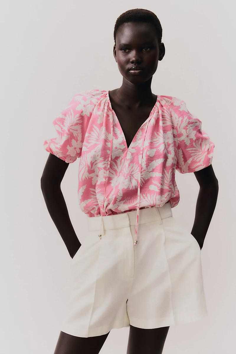 Balloon-Sleeved Blouse