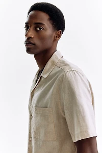 Regular-Fit Short-Sleeved Linen-Blend Shirt