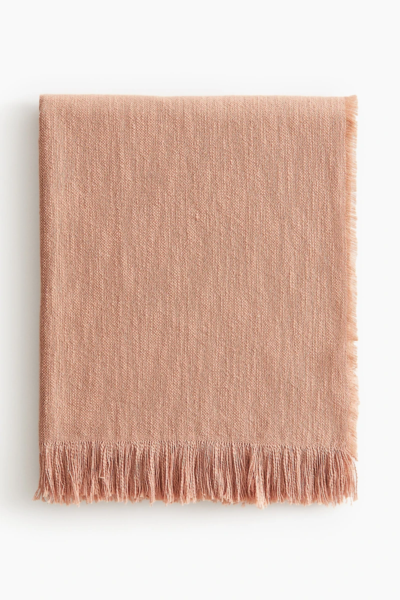 Fringed Slub-Weave Throw