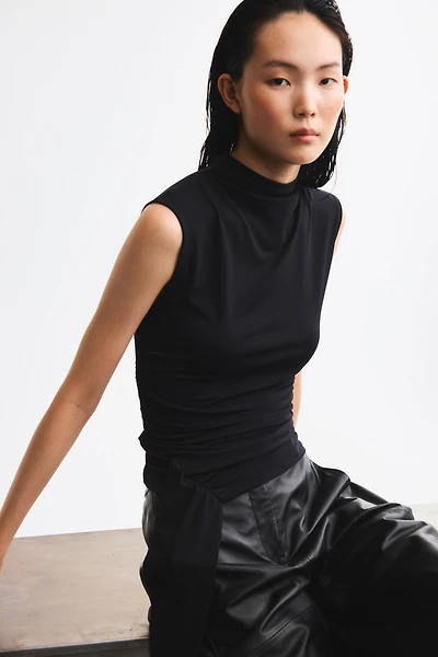 Draped-Panel Jersey Top