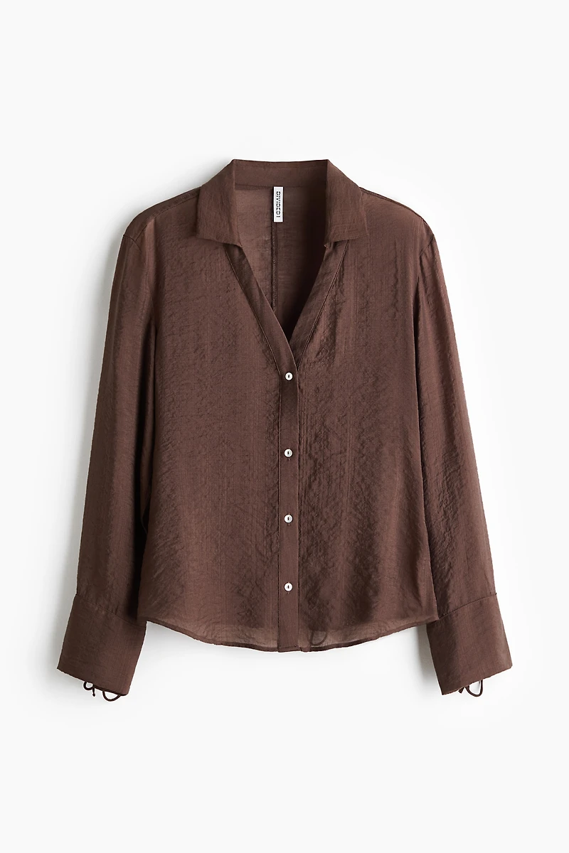 Tie-Detail Linen-Blend Shirt