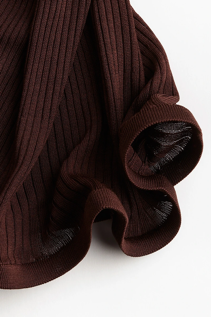 Pantalon en tricot côtelé de soie mélangée
