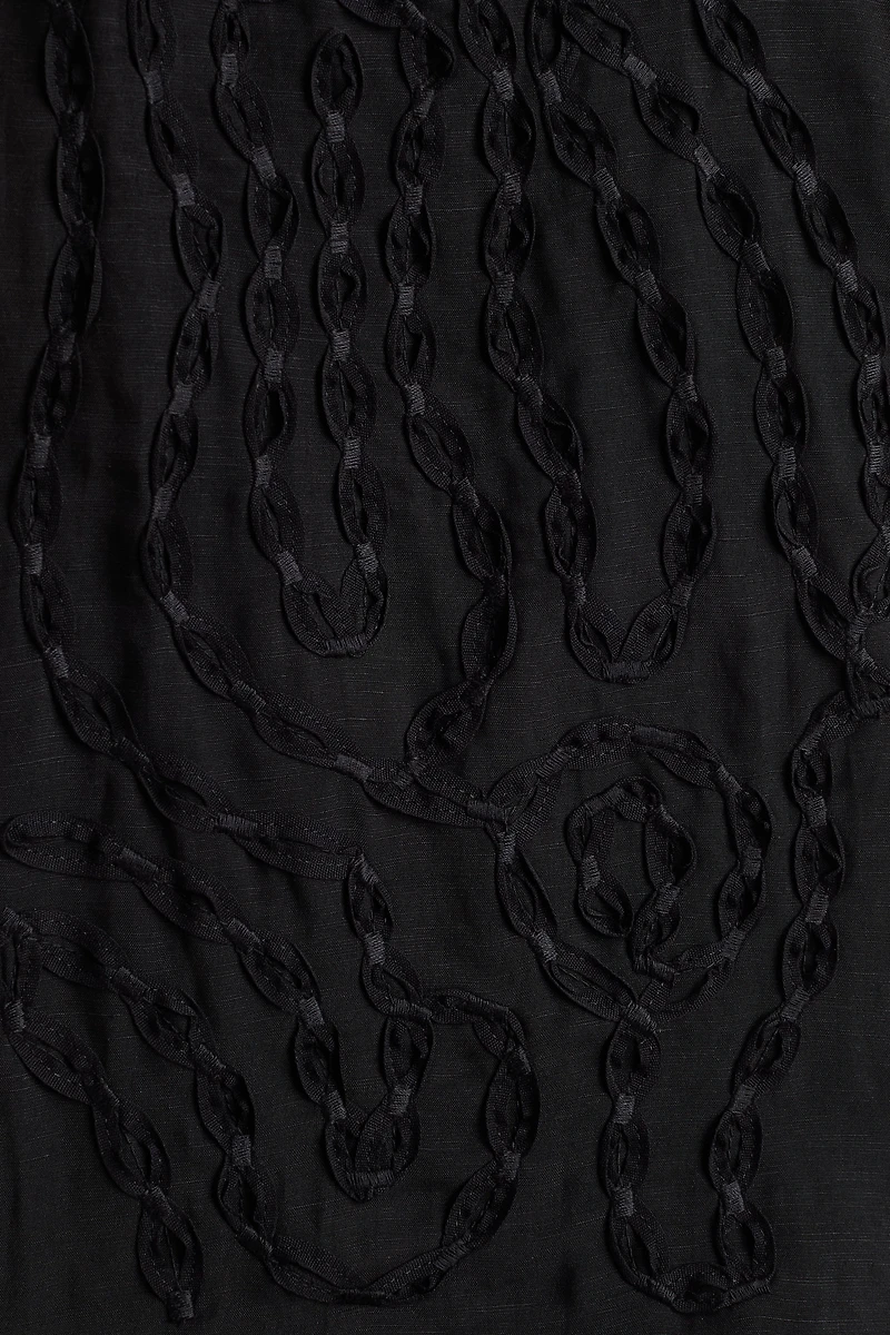 Linen-Blend Blouse with Embroidery