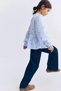 Seersucker Peplum Blouse