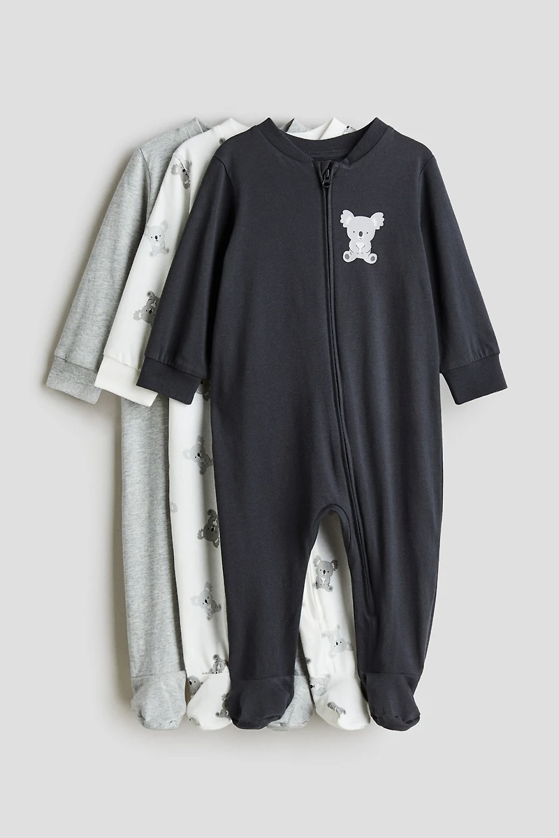 3-pack Pajama Jumpsuits with Zipper