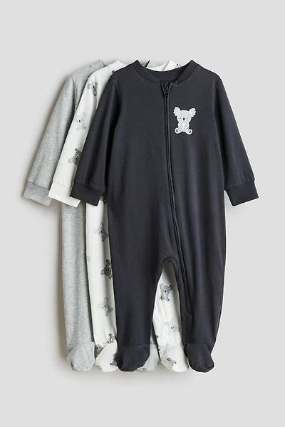 3-pack Pajama Jumpsuits with Zipper