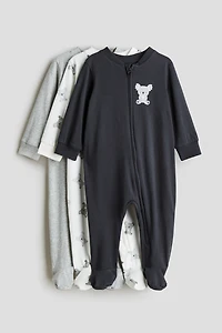 3-pack Pajama Jumpsuits with Zipper