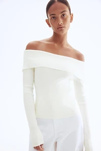 Rib-knit Off-the-shoulder Top
