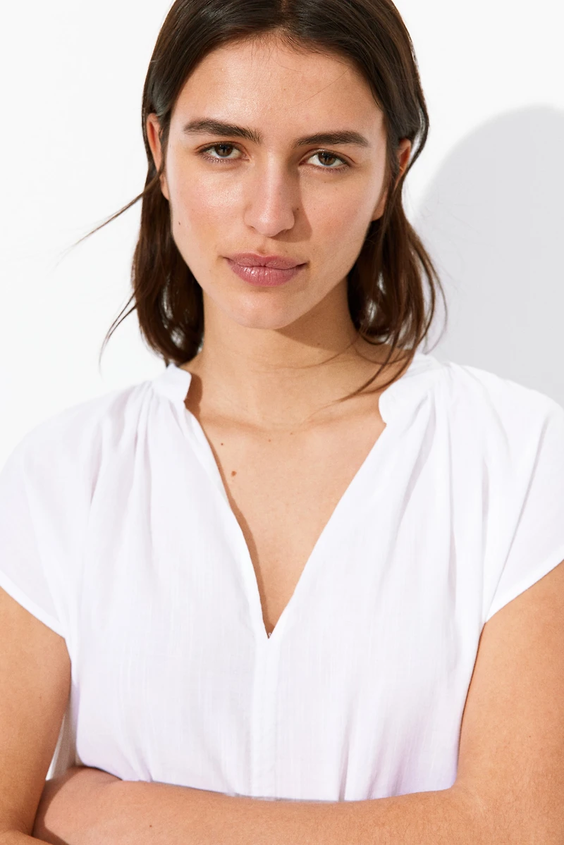Band-Collar Blouse