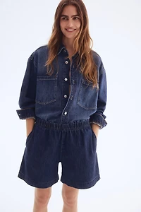 Short en denim avec taille élastique