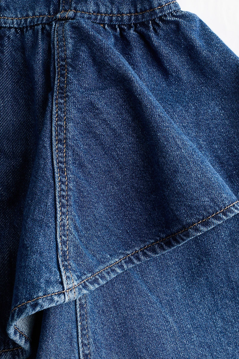 Flared-Skirt Denim Dress