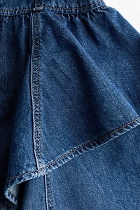 Flared-Skirt Denim Dress