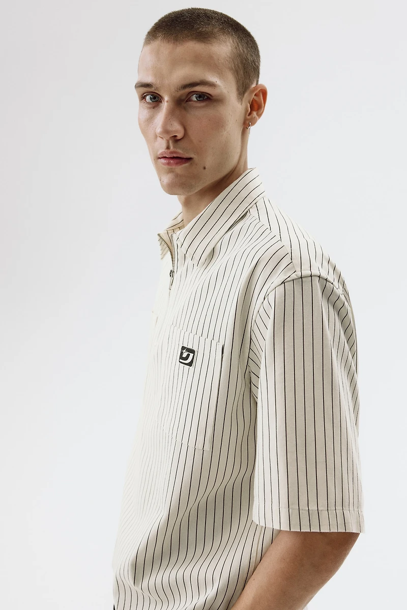 Relaxed-Fit Half-Zip Twill Shirt