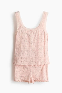 Pyjama côtelé avec dentelle