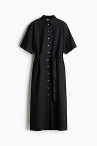 Linen-Blend Shirt Dress