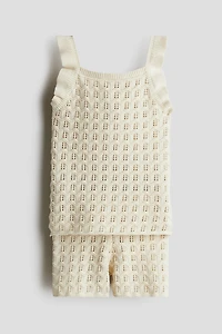 2-Piece Cotton Pointelle-Knit Set