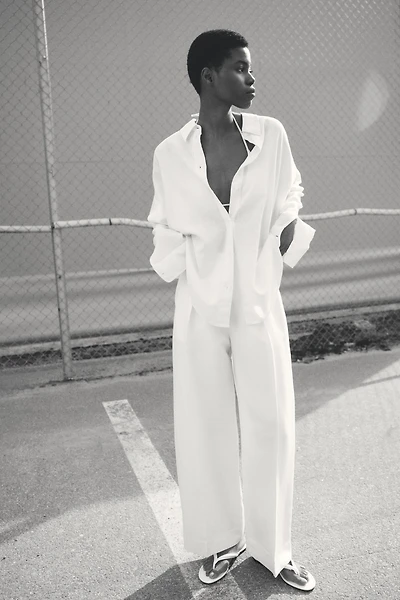 Dolman-Sleeved Linen-Blend Shirt