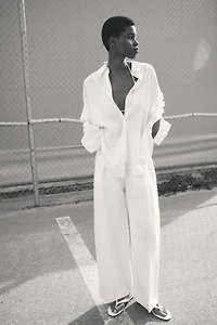 Dolman-Sleeved Linen-Blend Shirt