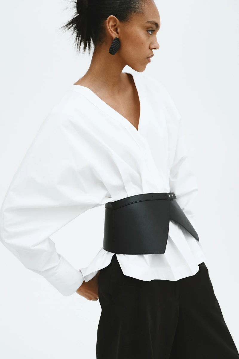 Tapered-Waist Cotton Blouse