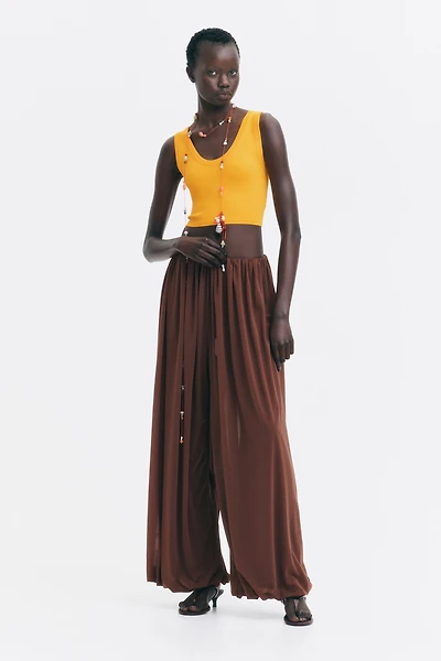 Cropped Fine-Knit Tank Top