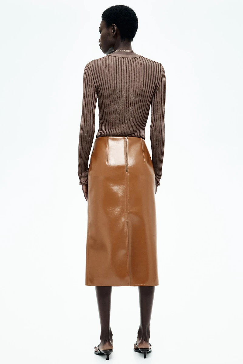 Coated Pencil Skirt