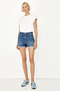 Short taille haute en denim