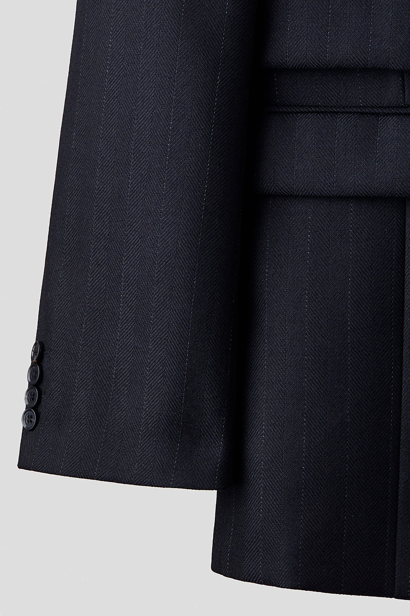 Longue veste à fermeture droite en laine