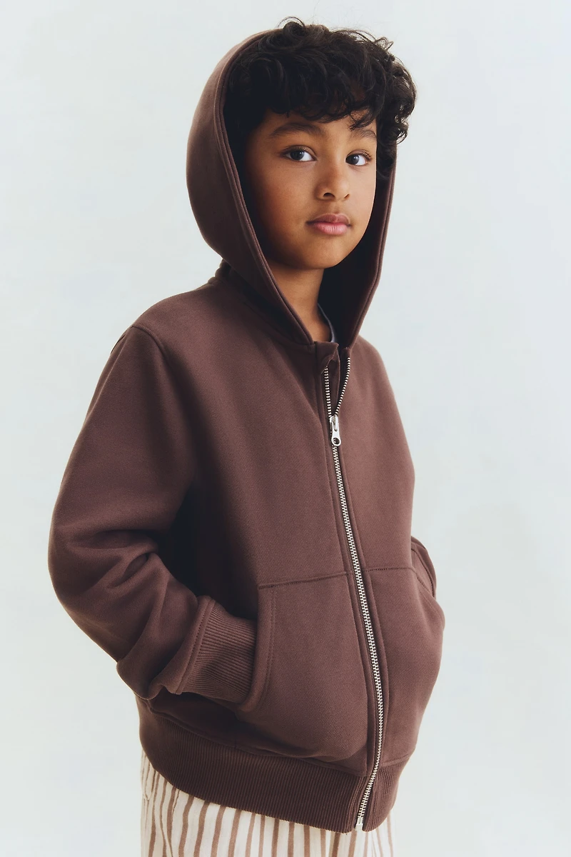 Hooded Cotton Sweatshirt Jacket