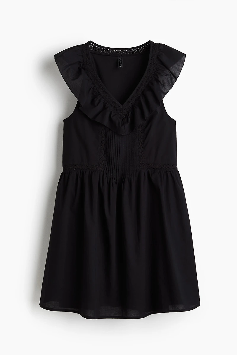 Ruffle-Trimmed Cotton Dress