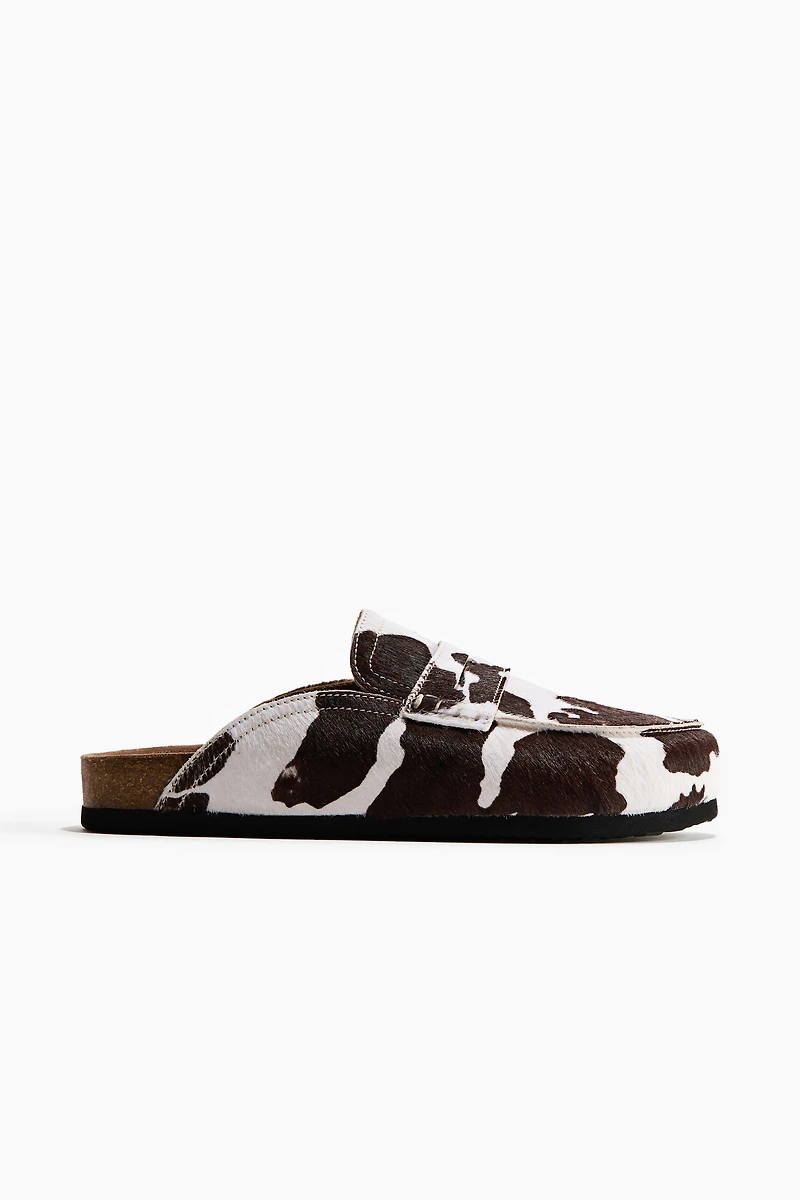 Mules mocassins en cuir