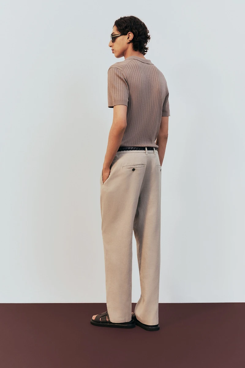 Relaxed-Fit Linen-Blend Pants