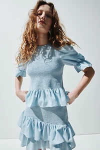 Blouse à nid d'abeille en denim