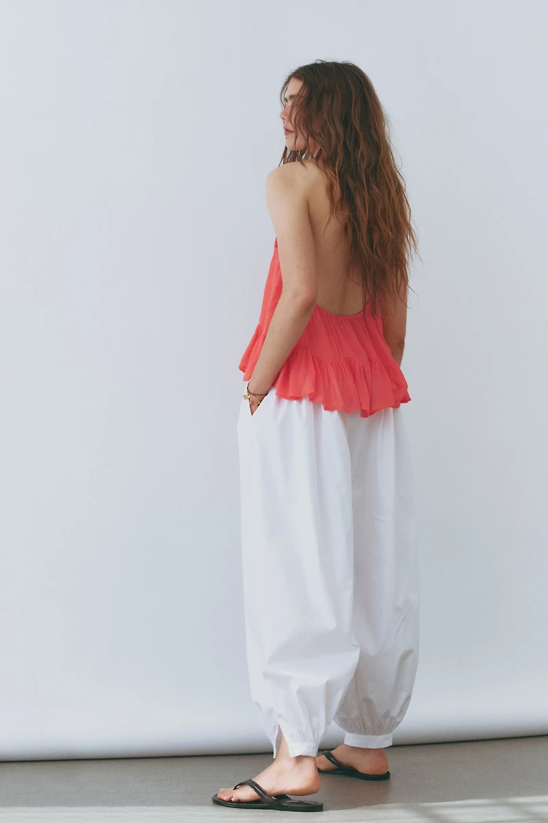 Ruffle-Trimmed Halterneck Top