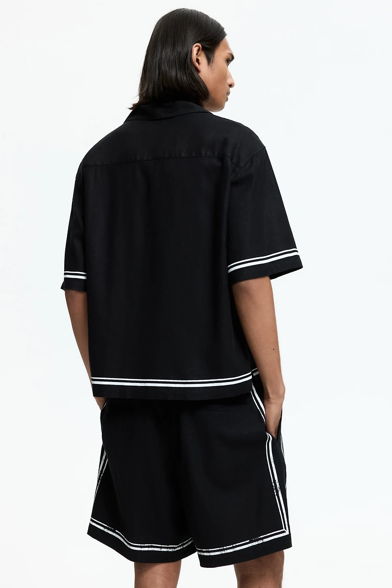 Chemise imprimée décontractée à col cubain