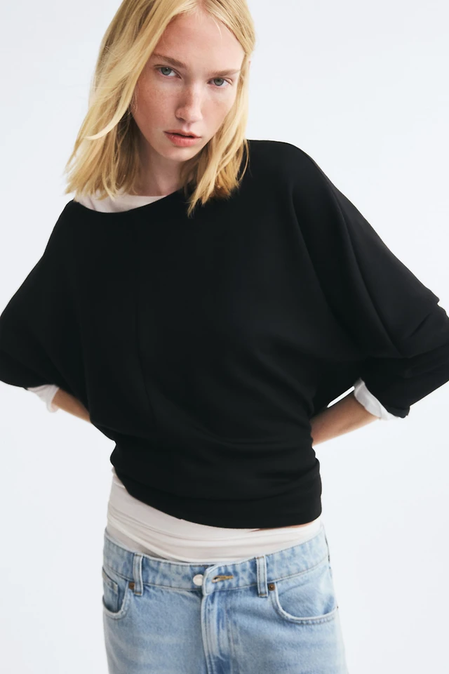 Batwing-Sleeved Scuba Sweatshirt