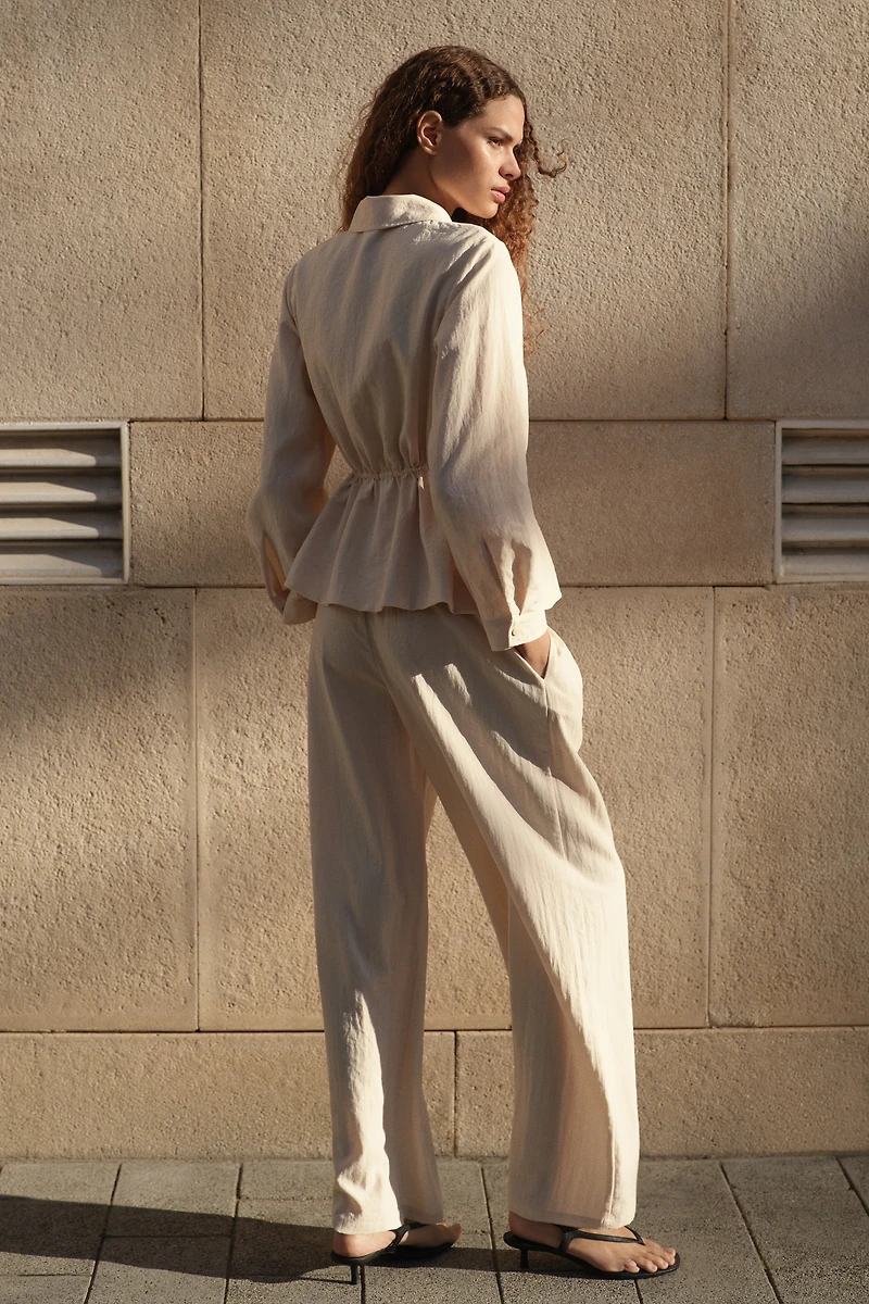 Wide-Leg Drawstring Pants