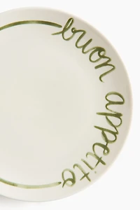 Porcelain Medium Plate with Text Motif
