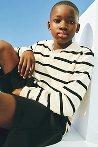 Textured-Knit Polo Sweater